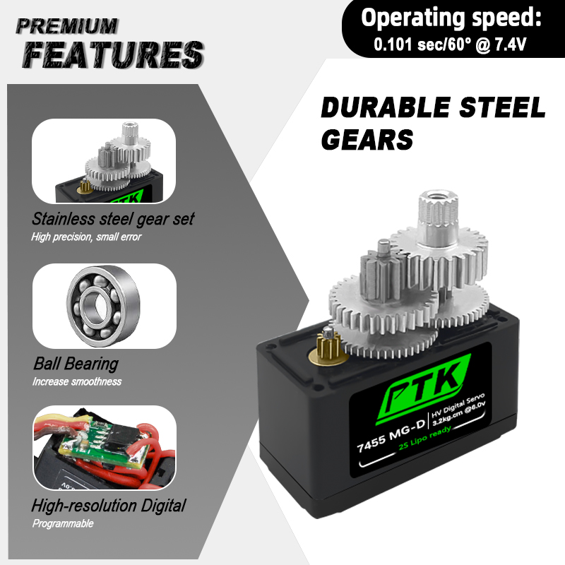 PTK 7455MG-D servo 12g Digital - Rc Helicopter Servo 评论和价格